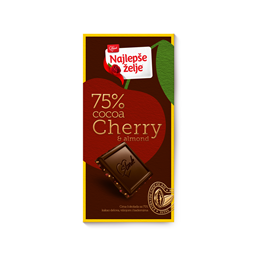 Cokolada NZ crna 75% visnja i badem 75g